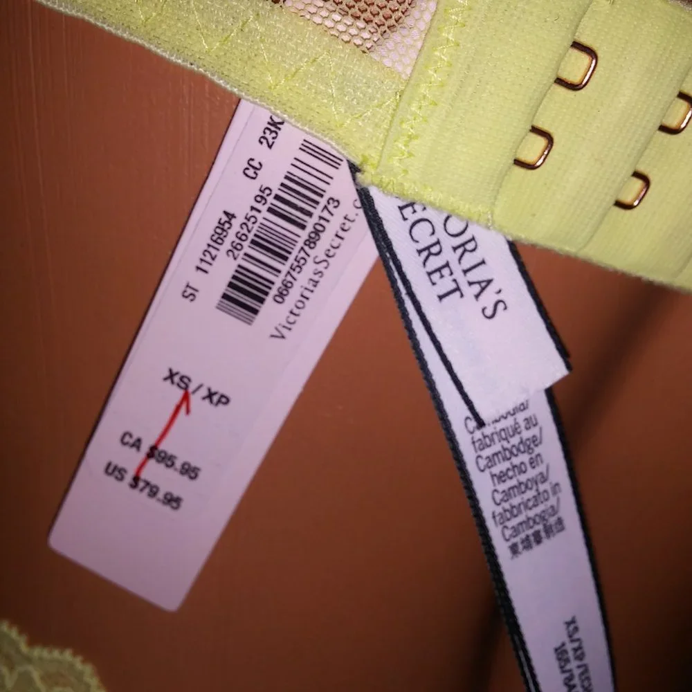 Victoria Secret Lingerie Teddy One Piece Bodysuit Yellow Wicked Lace Fairy Cotta - Picture 11 of 16